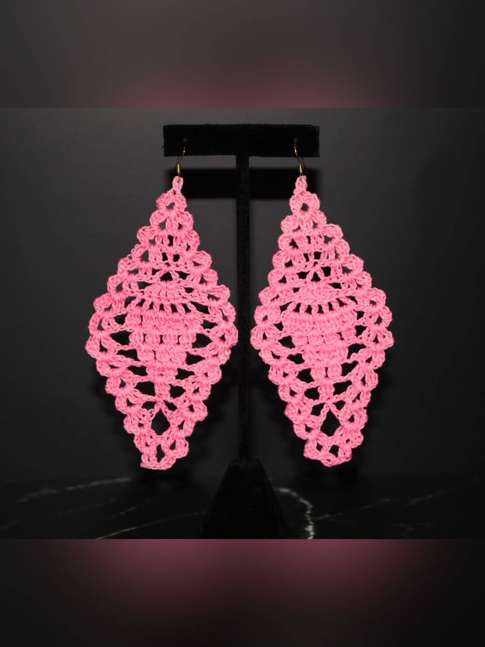 Handmade Pink Crochet Earrings